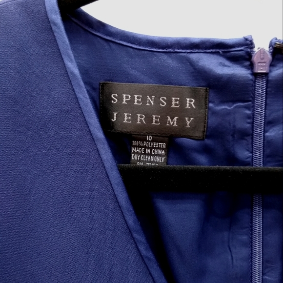 Vintage Spenser Jeremy Royal Blue Ruffle Hem Mini Dress Hourglass Design Sz 10 - Picture 6 of 7